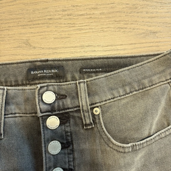 Banana Republic High-Rise Slim Button Fly Gray Jeans Sz 28 Minimalist Dark Denim - Picture 2 of 9